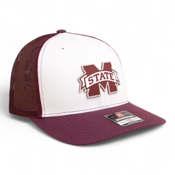 Mississippi State Bulldogs 3D Snapback Trucker Hat- White/ Maroon - Picture 1 of 3